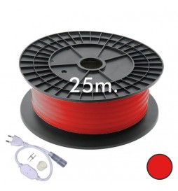 LED Neon Flex Lichtschlauchrolle RUND 220V 25m 16mm - 9,6W/m - Rot