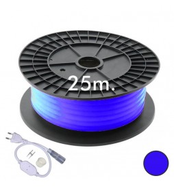 LED Neon Flex Lichtschlauchrolle RUND 220V 25m 16mm - 9,6W/m - Blau