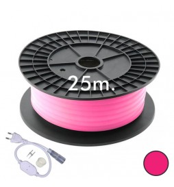 LED Neon Flex Lichtschlauchrolle RUND 220V 25m 16mm - 9,6W/m - Rosa