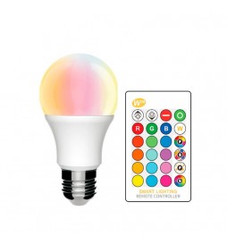 Bombilla LED RGB 10W 270º E27 con Mando a Distancia