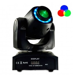 Moving Head Spot LED 30w BOSTON   Weiß + 7 Farben - 7 feste Gobos - DMX