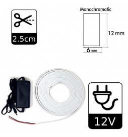 LED Stripe Neon 3000K LED 6mm 12V + Stromversorgung