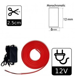 LED Stripe Neon Rot LED 6mm 12V + Stromversorgung