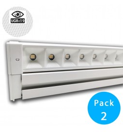 LED  Linearstrahler 28W - HALLE DYNAMICS - UGR19 - für technische Decken - Pack 2 Stück