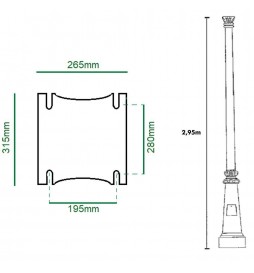 Mastarm VillaALUMINIUM - 3 Meter