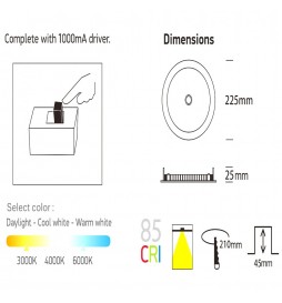 LED Einbauleuchte Rund 20W mit Bewegungsmelder
