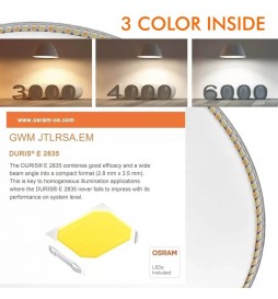 LED Deckenleuchte 20W- Quadratischer Edelstahl - CCT - OSRAM CHIP DURIS E 2835