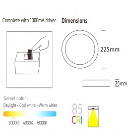 Kreisförmige Deckenfläche Silber Rahmen 20W LED  - CCT