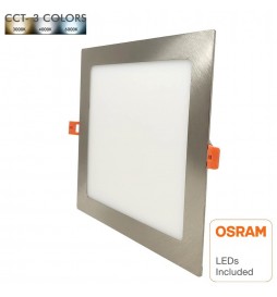 LED Einbauleuchte Quadratisch 15W Silber Rahmen - CCT- OSRAM CHIP DURIS E 2835