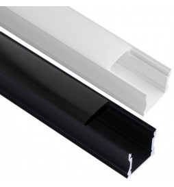 Aluminiumprofil Schwarz und Weiß  -U - 2 Meter - für LED
