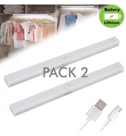 Pack 2 – Magnetische LED-Schrankbeleuchtung – Bewegungssensor – Lithiumbatterie – wiederaufladbar über USB