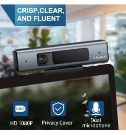 MAXHUB Webcam 1080P Full HD mit Mikrofon - Kompatibel mit PC Mac Laptop Desktop