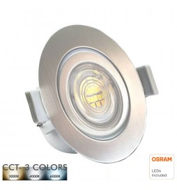 LED Strahler Downlight Schwenkbar Rund Grau gebürstet 7W - CCT