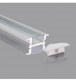 Aluminiumprofil - 2 Meter -Wings- Zum Einbetten - TRANSPARENTE ABDECKUNG