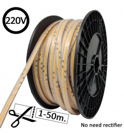LED COB Streifen  220V | 640 LED/m | 50m | FLIP CHIP | 1650Lm |15W/M | CRI90 | IP20| Schneiden 100cm