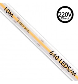 LED COB Streifen  220V | 640 LED/m | 10m | FLIP CHIP | 1650Lm |15W/M | CRI90 | IP20