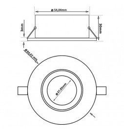 Einstellbarer Runde Kreisring für dichroitische LED GU10 MR16 Lampen - Ø85mm - Aluminium