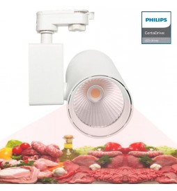 LED Strahler 40W MADRID  Weiß BRIDGELUX Chip 1-Phasen Schienensystem SPEZIELL FÜR LEBENSMITTEL