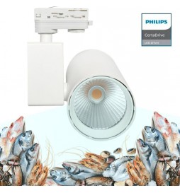 LED Strahler 40W MADRID  Weiß BRIDGELUX Chip 3-Phasen Schienensystem SPEZIELL FÜR LEBENSMITTEL