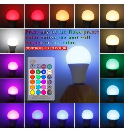 Bombilla LED RGB 10W 270º E27 con Mando a Distancia