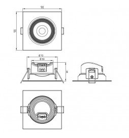 LED Strahler Downlight  Schwenkbar Quadratisch 7W  45º